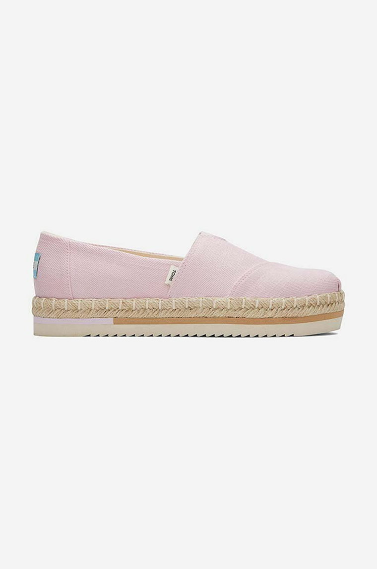 Toms espadryle Heavy Twill Platform Rope Alpargata kolor różowy