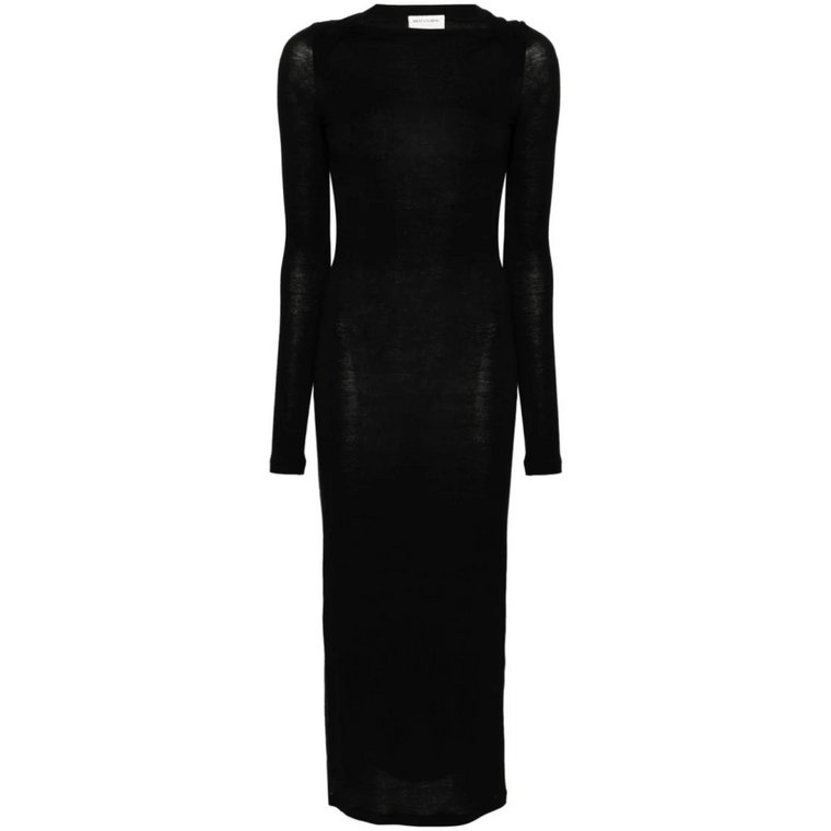 Czarna Sukienka z Długimi Rękawami i Odkrytym Plecem Saint Laurent