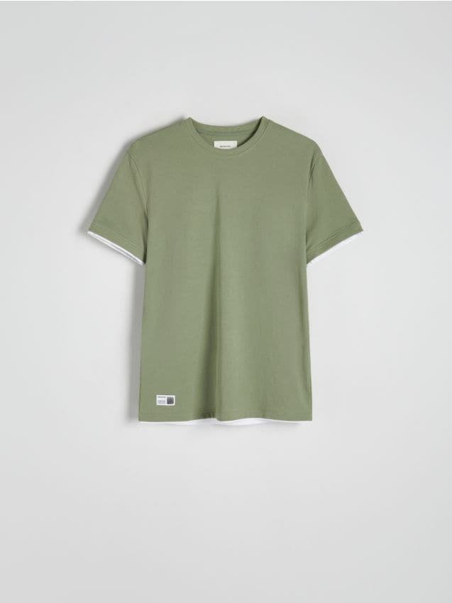 Reserved - T-shirt regular z naszywką - jasnozielony
