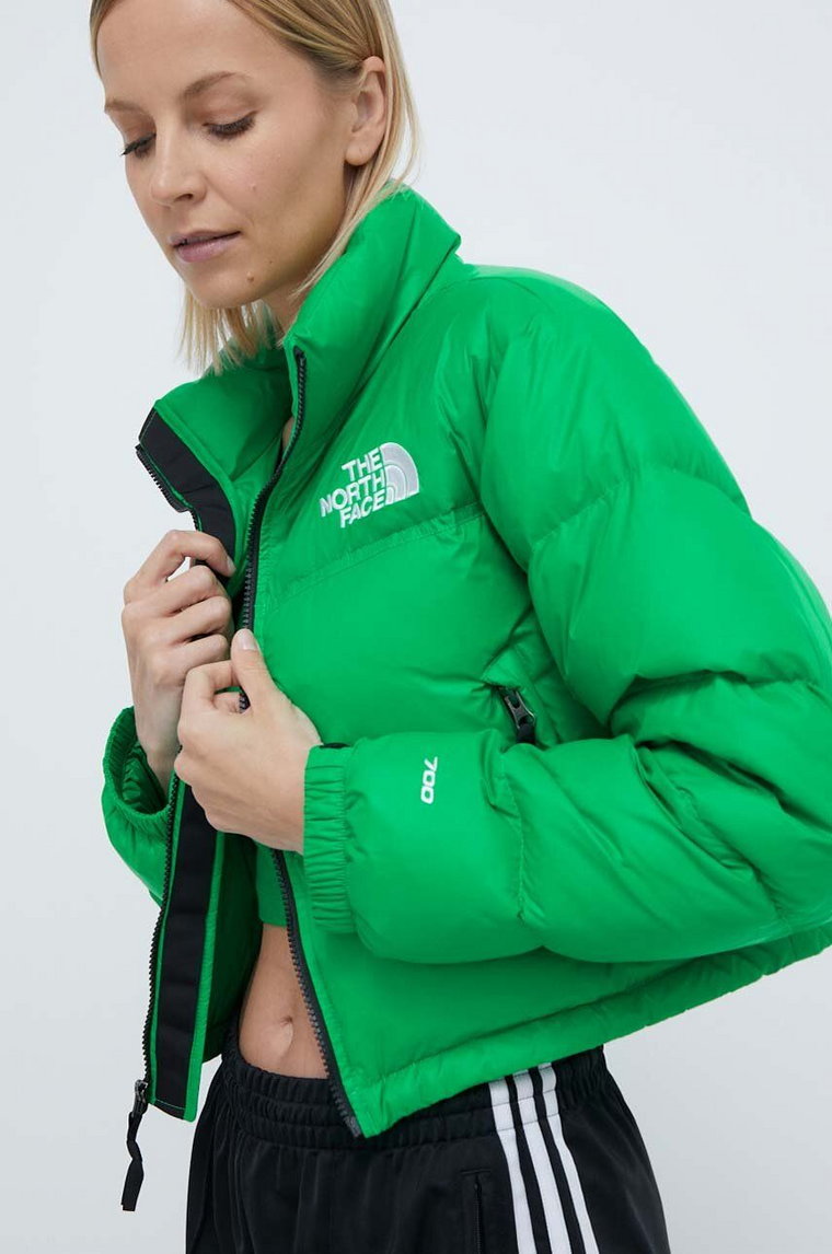 The North Face kurtka puchowa NUPTSE SHORT JACKET damska kolor zielony zimowa NF0A5GGEPO81