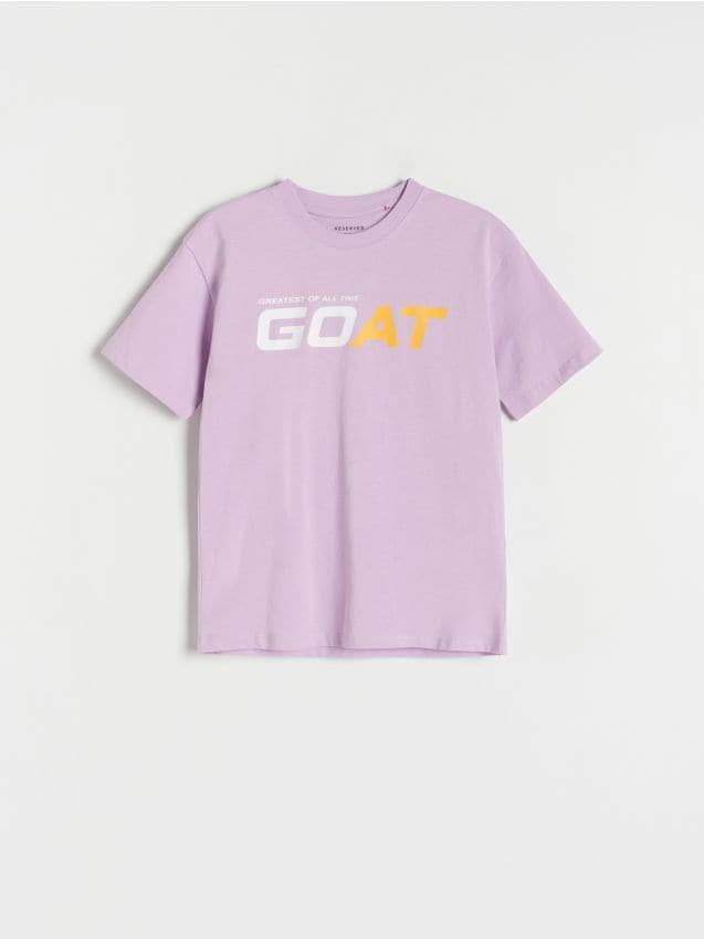 Reserved - Bawełniany t-shirt z nadrukiem - fioletowy