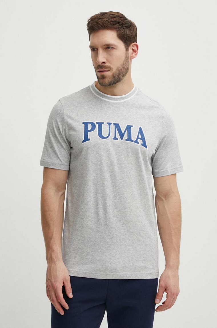 Puma t-shirt bawełniany SQUAD męski kolor szary z aplikacją 678967