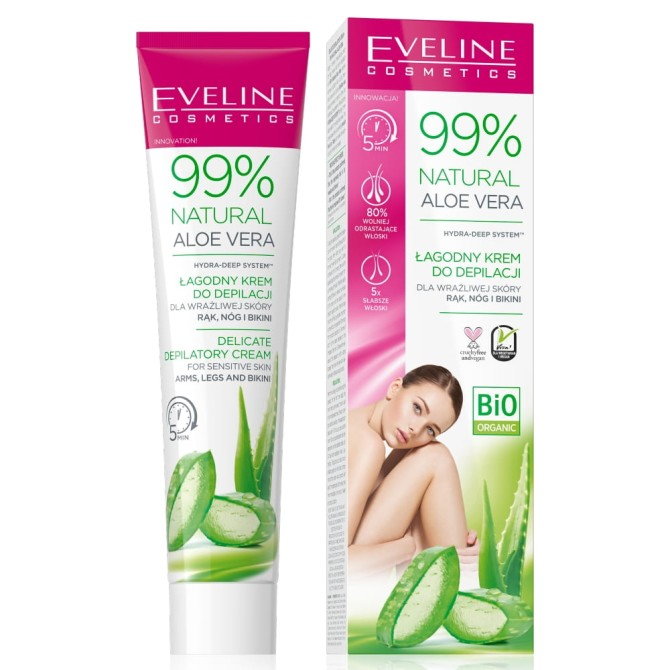 Eveline Cosmetics 99% Natural Aloe Vera krem do depilacji rąk nóg i bikini 125ml