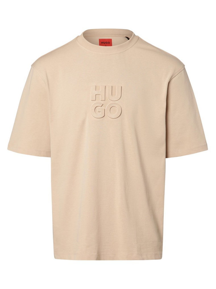 HUGO - T-shirt męski  Dleek, beżowy