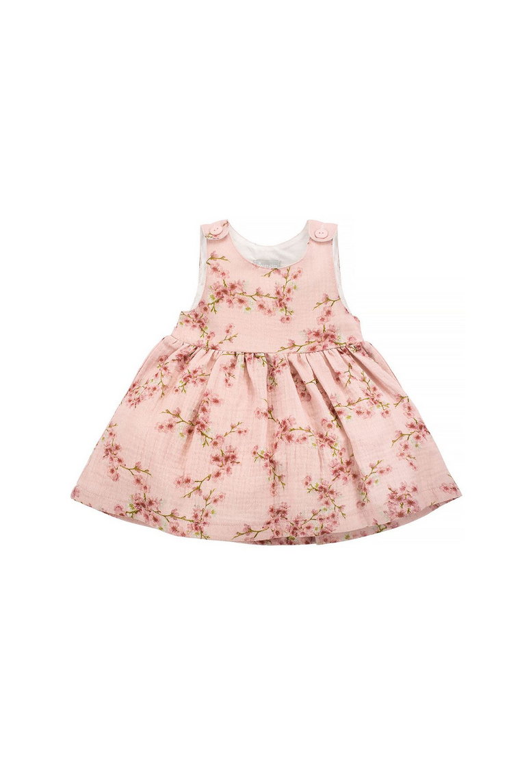Bawełniana sukienka niemowlęca w kwiaty różowa
