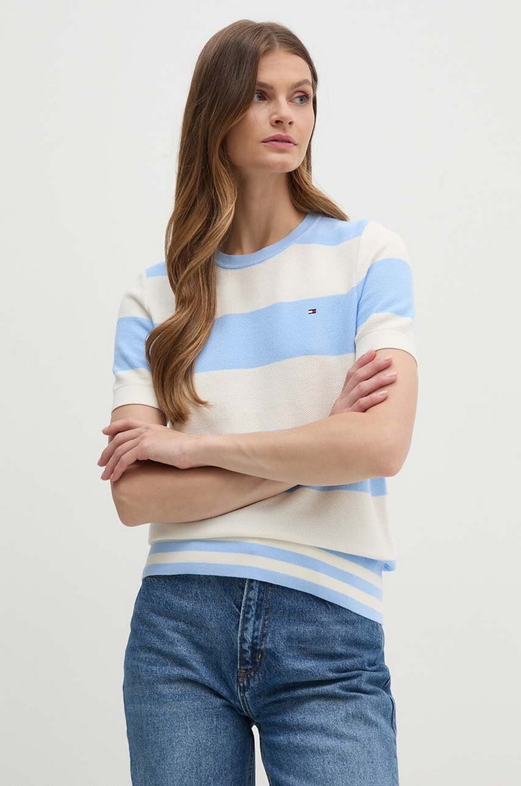 Tommy Hilfiger t-shirt bawełniany damski kolor niebieski WW0WW42369