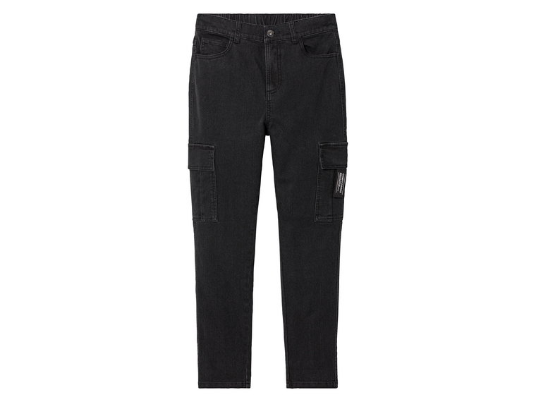 pepperts! Jeansy chłopięce cargo, slim fit (134, Czarny)