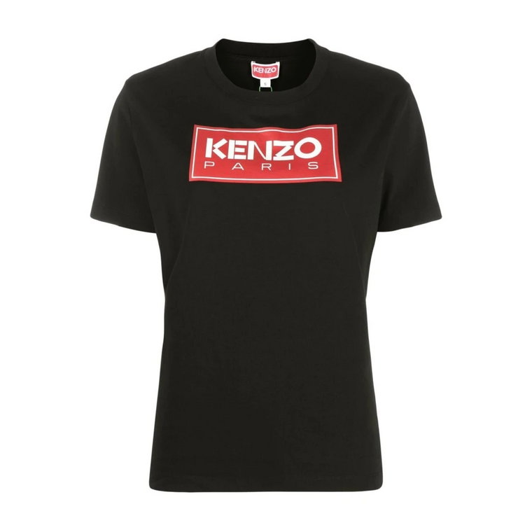 Czarna Koszulka z Logo z Bawełny Kenzo