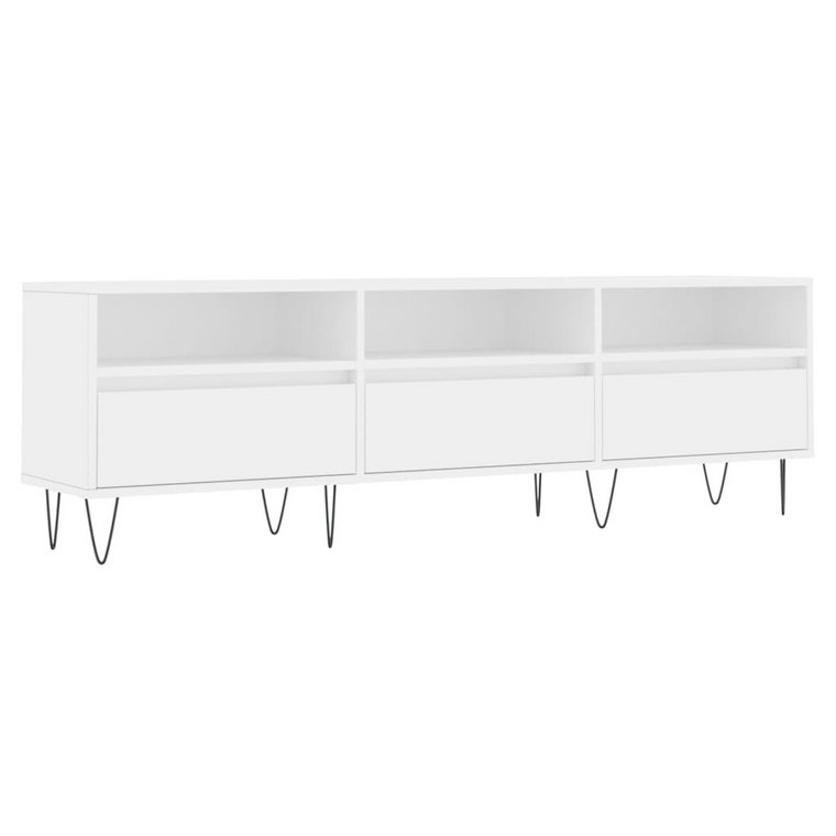 Szafka pod TV biała 150x30x44,5 cm - drewno, żelaz