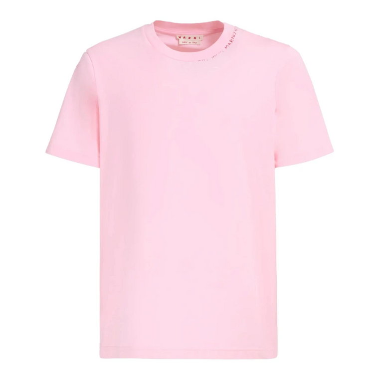 Koszulka z kwiatowym nadrukiem w kolorze różowym Marni