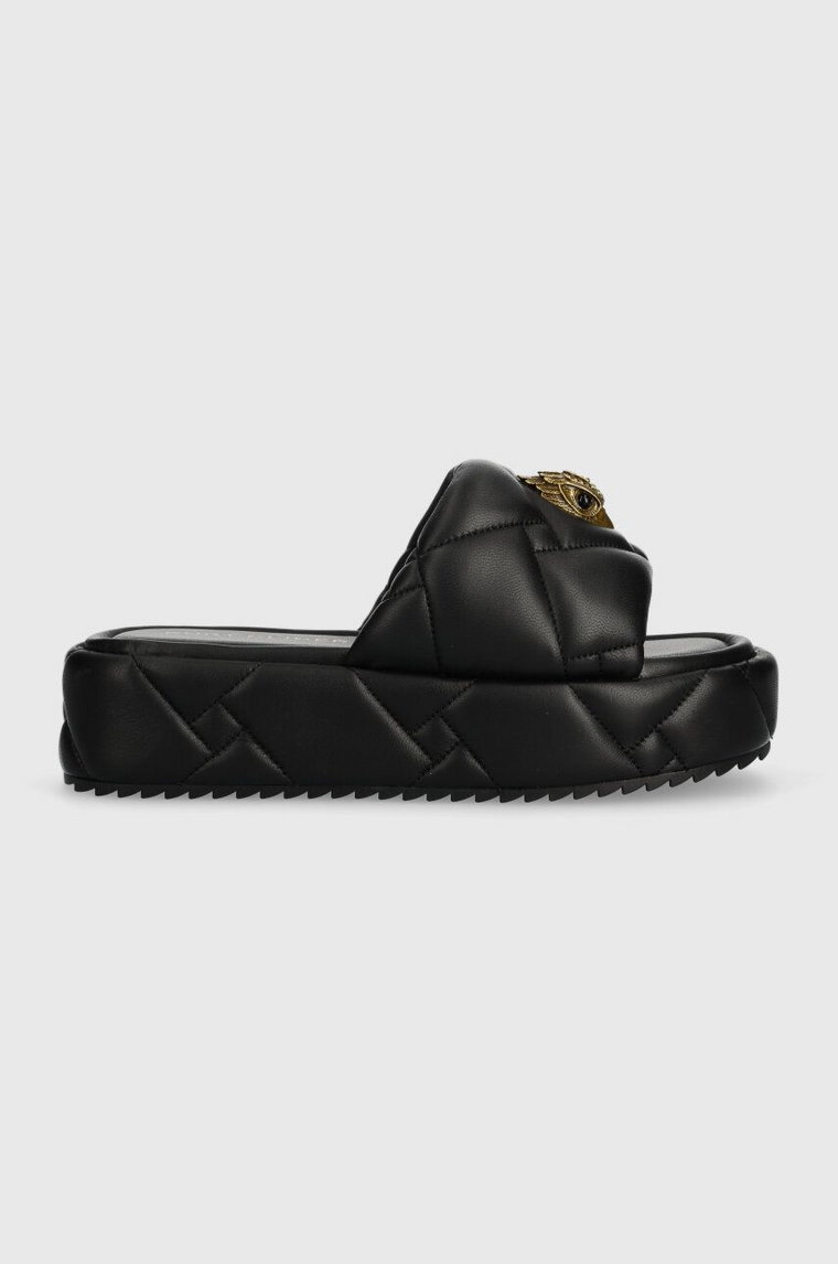 Kurt Geiger London klapki skórzane Kensington Puff Flatform damskie kolor czarny na platformie 2017800109