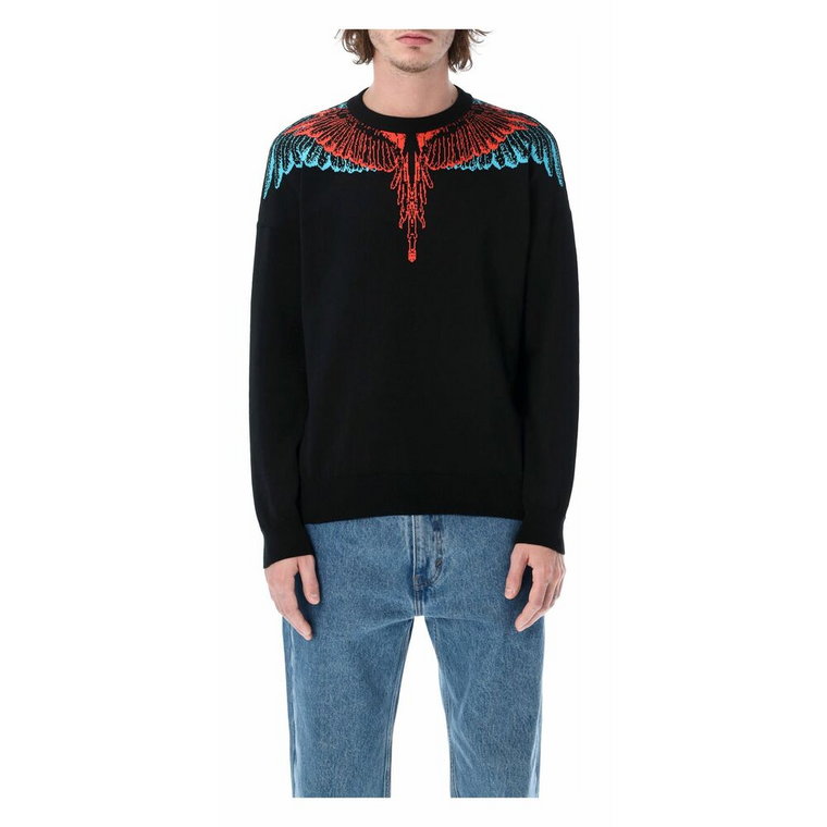 Sweter z Okrągłym Dekoltem, Icon Wings Boxy Sweater Marcelo Burlon