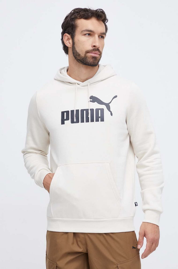 Puma bluza męska kolor biały z kapturem z nadrukiem 586687