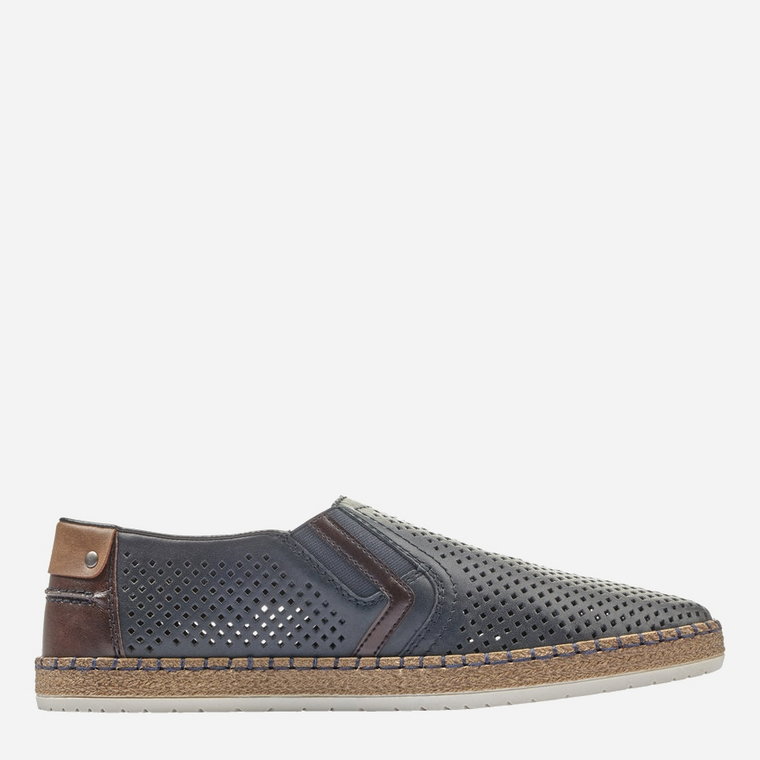 Espadryle męskie RIEKER B5297-14 41 26.7 cm Granatowe (4059954684626). Buty slip-on męskie