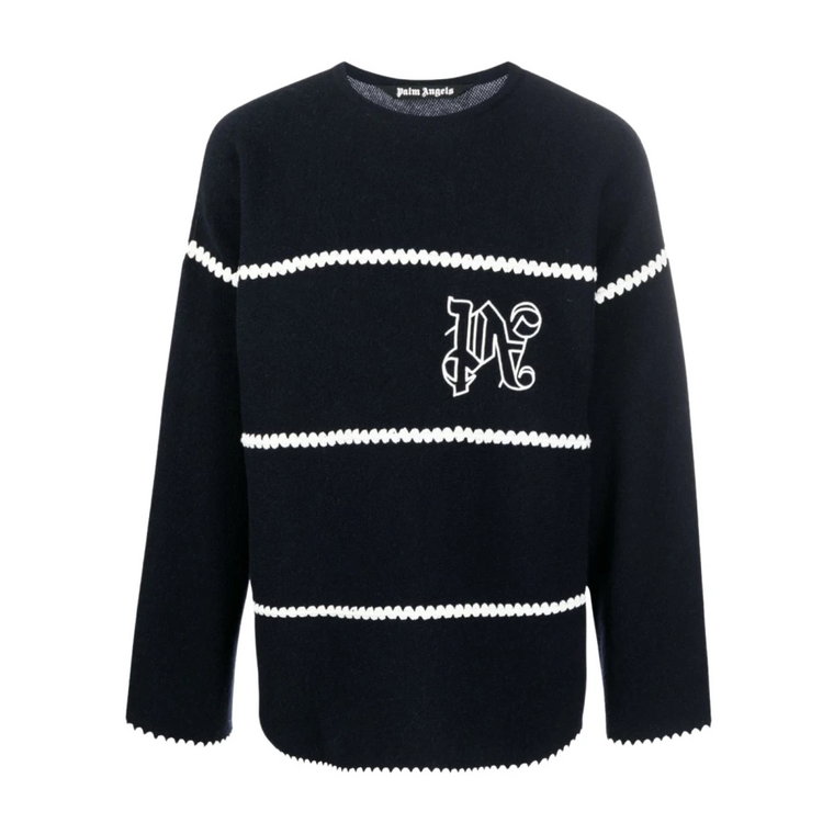 PA Monogram Sweter w Paski Palm Angels