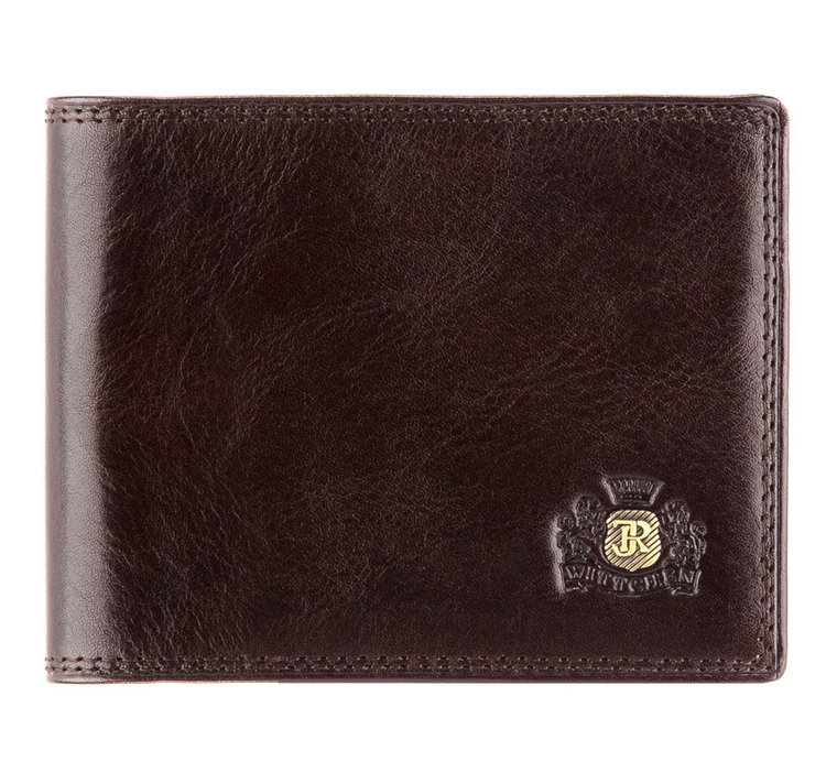 Męski portfel z herbem średni brązowy