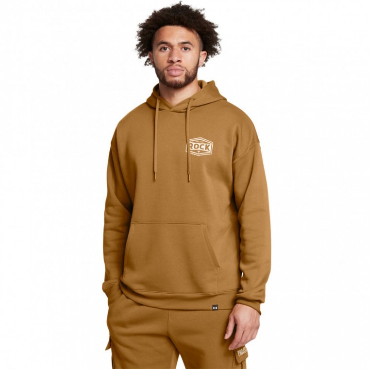 Męska bluza treningowa nierozpinana bez kaptura Under Armour Project Rock Icon Fleece Hoodie - brązowa