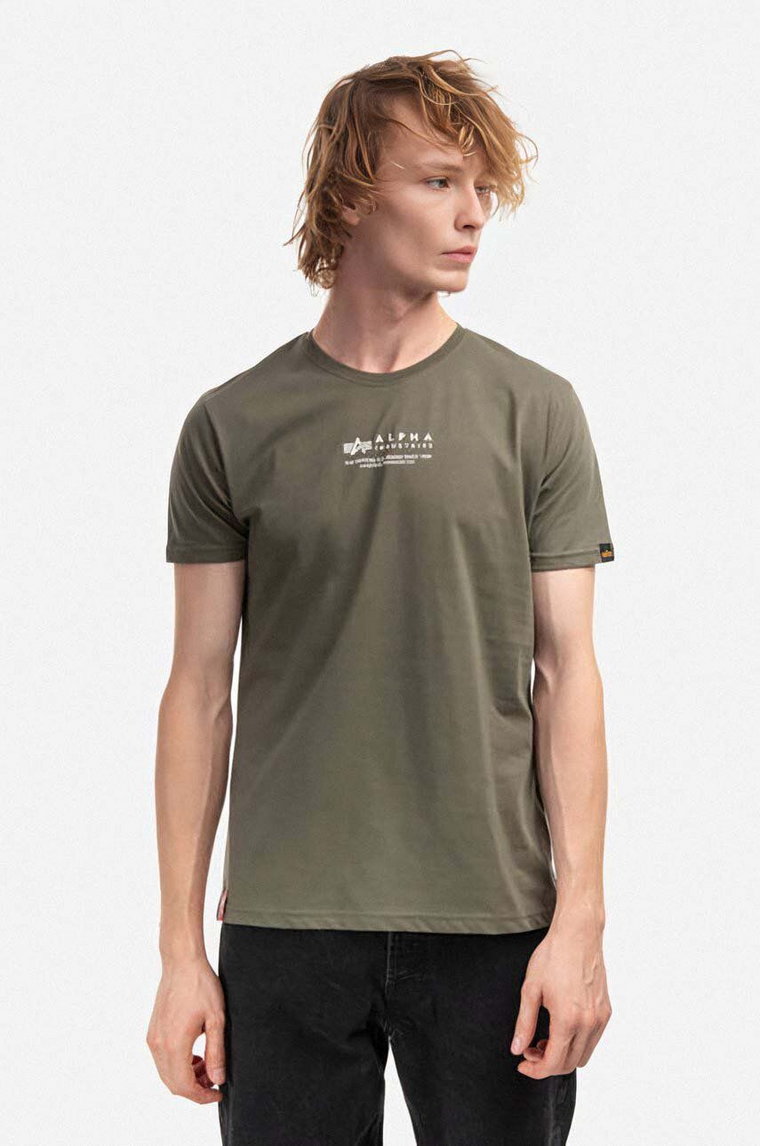 Alpha Industries t-shirt bawełniany kolor zielony z nadrukiem 108501.142-ZIELONY