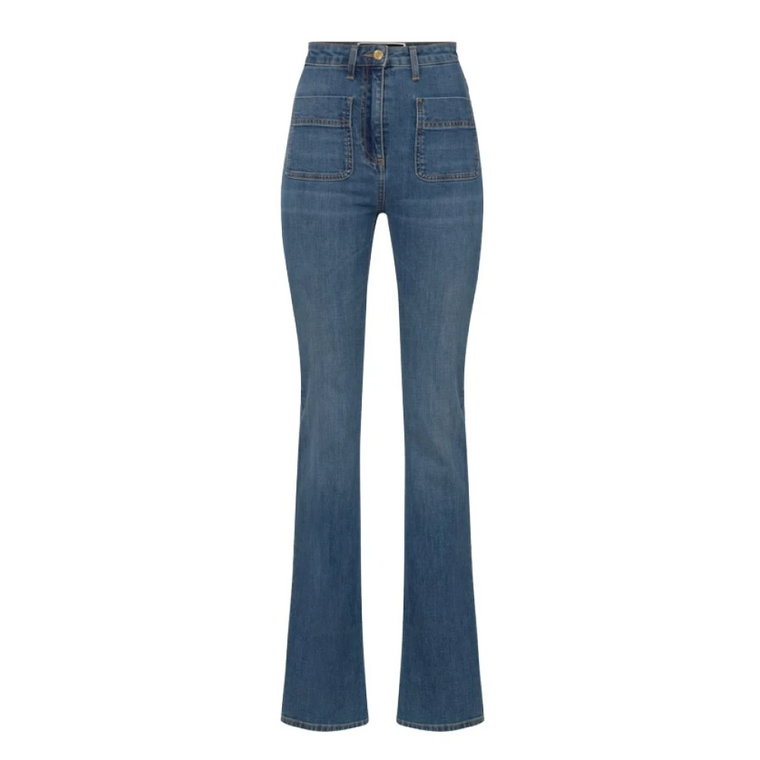 Rozszerzone jeansy z kieszeniami z logo Elisabetta Franchi