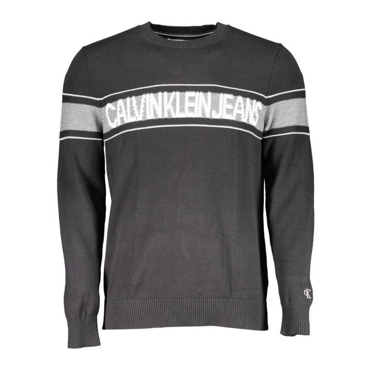 Czarny bawełniany sweter z kontrastującymi detalami Calvin Klein