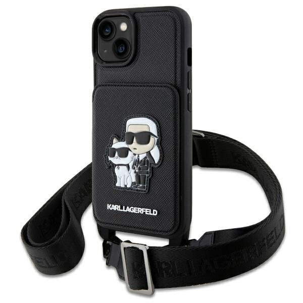 Karl Lagerfeld KLHCP14SCSAKCPMK iPhone 14 6.1" hardcase czarny/black Crossbody Saffiano Karl & Choupette