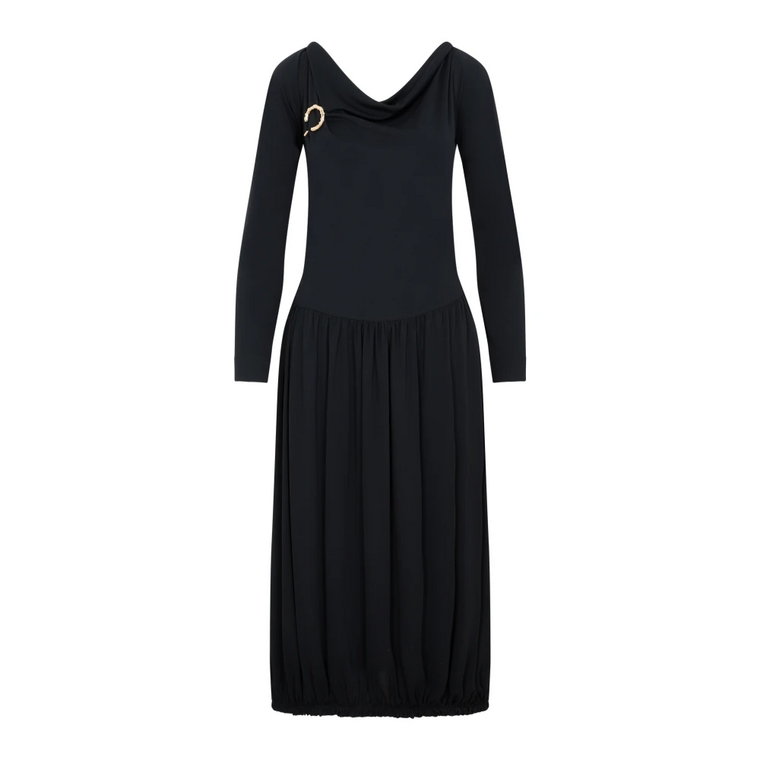 Czarna Sukienka Midi z Marszczeniami Lanvin