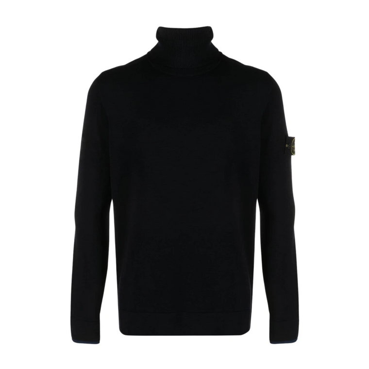 Granatowy Sweter z Golfem Stone Island