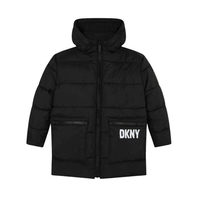 Odwracalna parka w jednolitym kolorze z kapturem Dkny