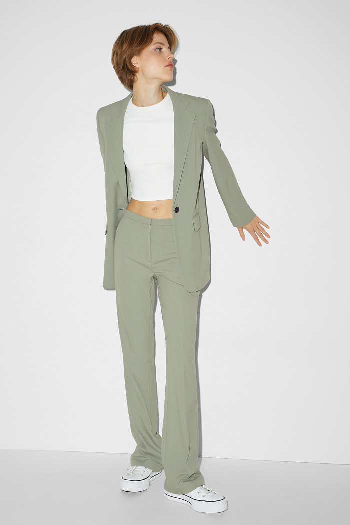 C&A CLOCKHOUSE-spodnie materiałowe-średni stan-bootcut fit, Zielony, Rozmiar: 38