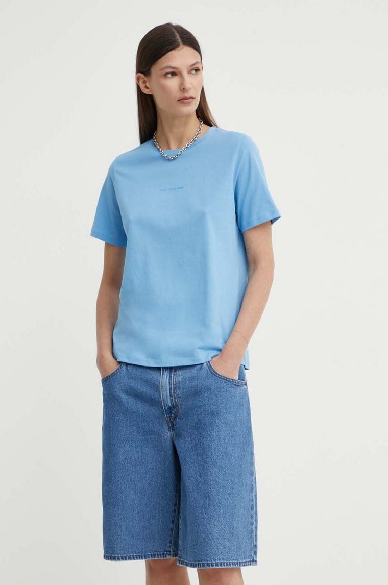 Marc O'Polo t-shirt bawełniany DENIM damski kolor niebieski 5000000067