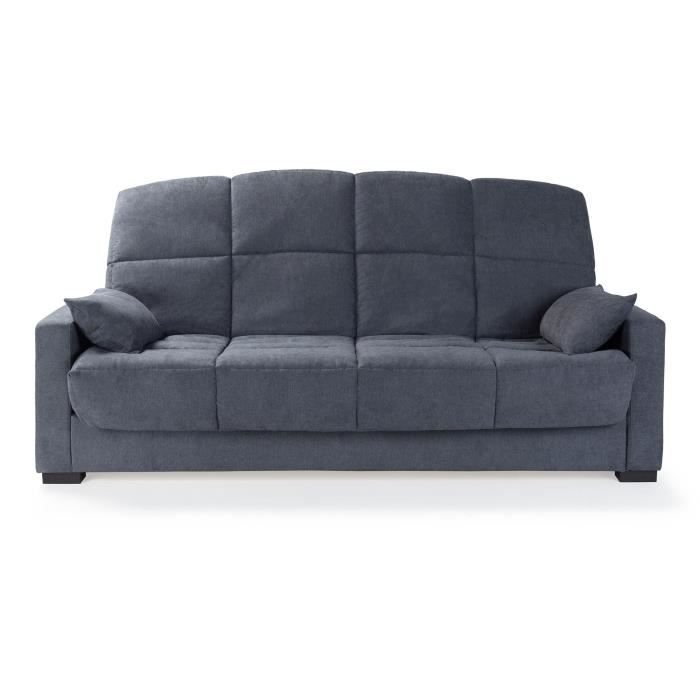 Sofa rozkładana 3-osobowa - Szara tkanina - Materac 17 cm - D223 x G96 x W 103 cm - MEGAN