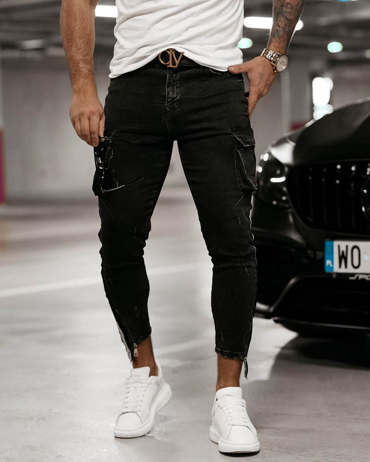Spodnie jeansowe męskie OLAVOGA FLISS 2024 czerń 38