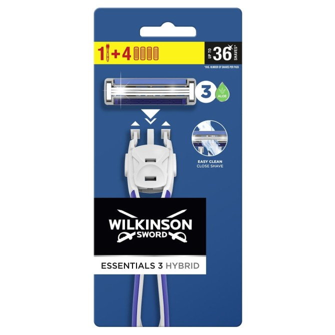 Wilkinson Essentials 3 Hybrid maszynka do golenia dla mężczyzn i 4 wkłady