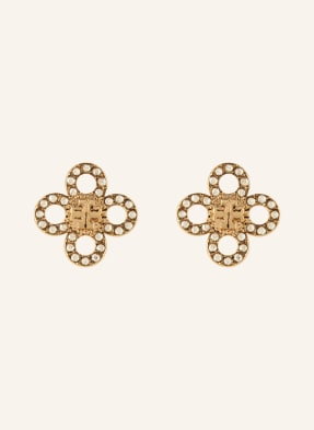 Tory Burch Kolczyki Na Sztyft Small Kira Clover Pave Stud gold