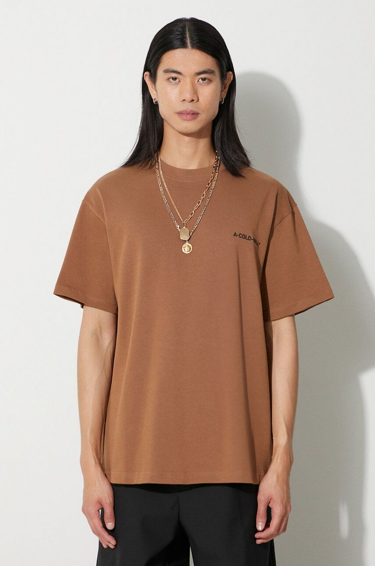 A-COLD-WALL* t-shirt bawełniany męski kolor brązowy z nadrukiem
