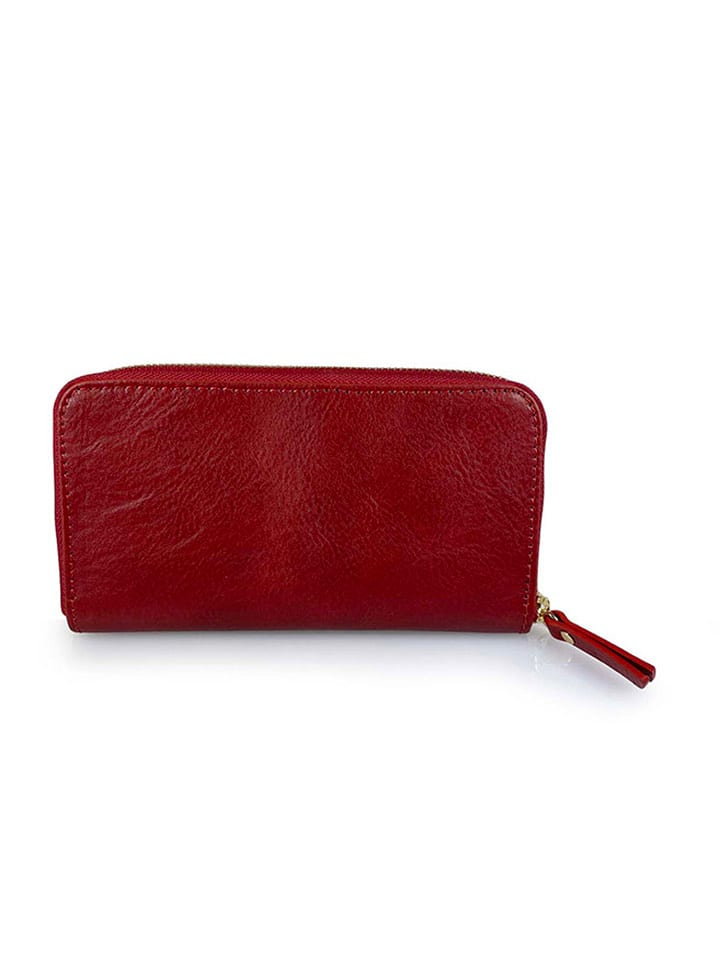 Lia Biassoni Skórzany portfel "Platani" w kolorze czerwonym - 22 x 10 x 2 cm