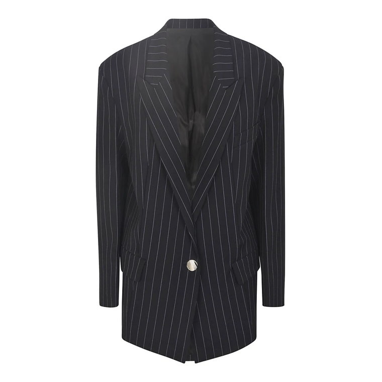 Granatowy Pinstripe Blezer The Attico