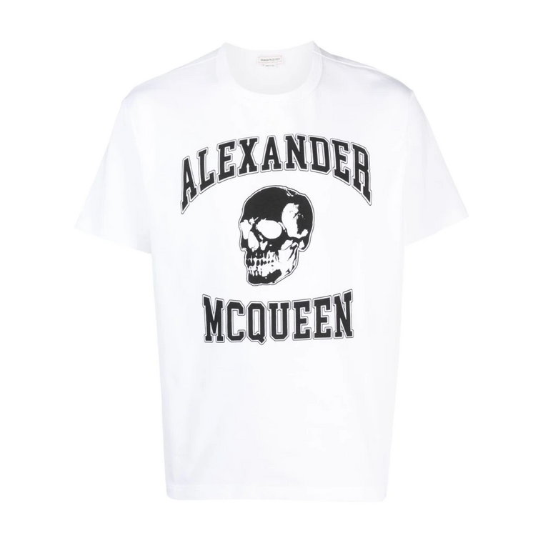 Biała koszulka z nadrukiem Skull Logo Alexander McQueen