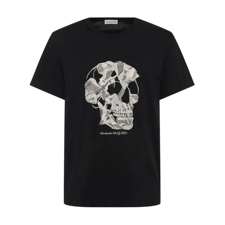 Koszulka z nadrukiem czaszki z bawełny w kolorze czarnym Alexander McQueen