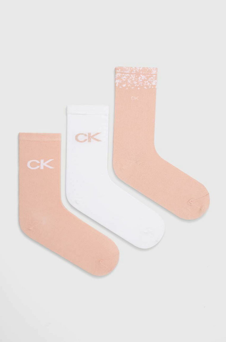 Calvin Klein skarpetki 3-pack damskie kolor różowy