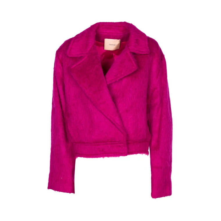 Fuchsia Bomber Blazer z Ekologicznym Futrem Twinset