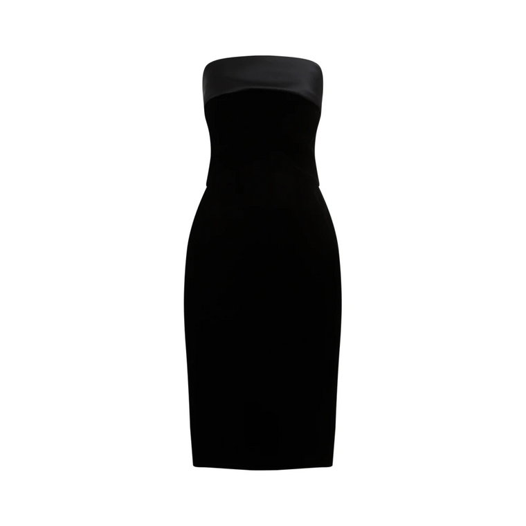Czarna Sukienka Midi z Wiskozy Aw23 Saint Laurent