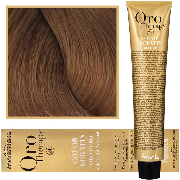 Fanola, Oro Therapy Color Keratin Oro Puro, 7,0 Profesjonalna Farba Do Włosów, Kremowa. Z Olejkiem Arganowym, 100 ml