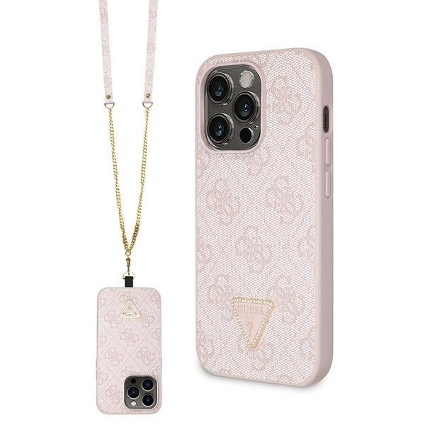 Guess GUHCP14LP4TDSCPP iPhone 14 Pro 6.1" różowy/pink hardcase Crossbody 4G Metal Logo