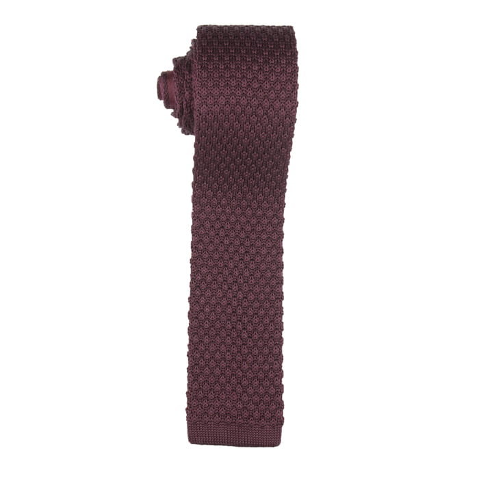 Knit bordowy z mikrofibry - krawat dzianinowy EM 31
