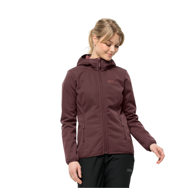 Damska kurtka softshellowa Jack Wolfskin WINDHAIN HOODY W dark maroon - XS