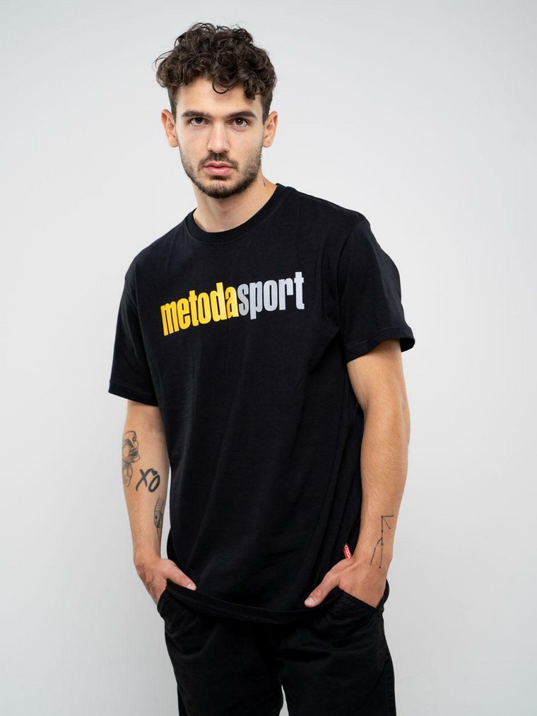 Koszulka Z Krótkim Rękawem Metoda Sport Name Czarna / Żółta