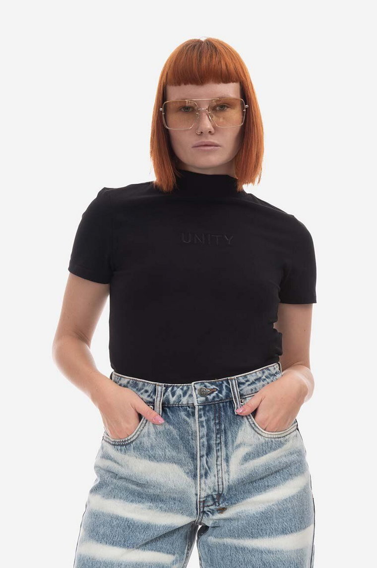 KSUBI t-shirt damski kolor czarny z półgolfem WPS23TE002-BLACK