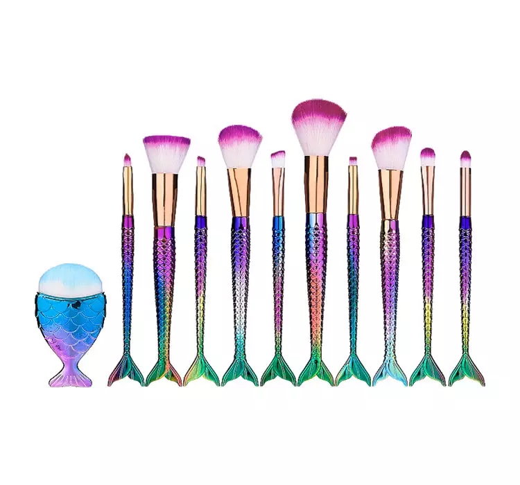 MERMAID BRUSH SET ZESTAW PĘDZLI DO MAKIJAŻU 11 SZTUK SYRENKA