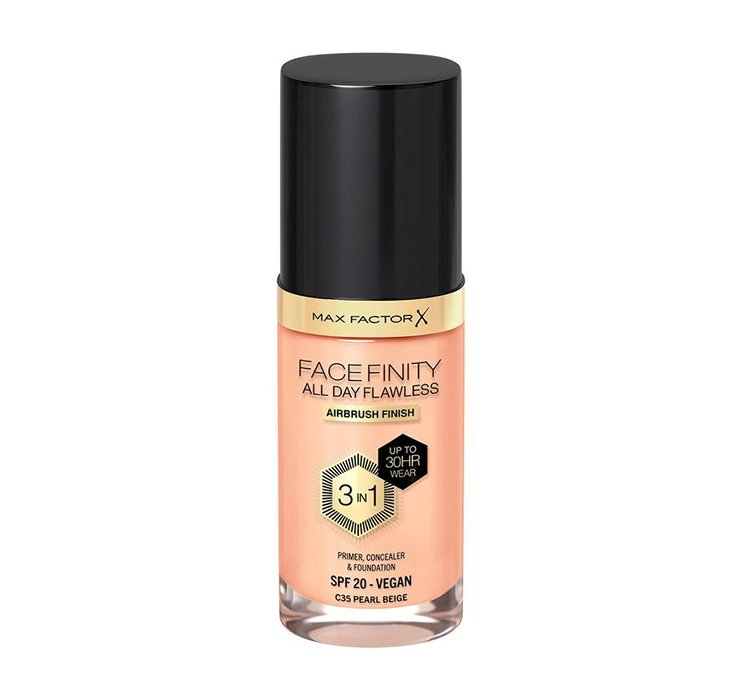 MAX FACTOR FACEFINITY ALL DAY FLAWLESS 3IN1 WEGAŃSKI PODKŁAD C35 PEARL BEIGE 30ML